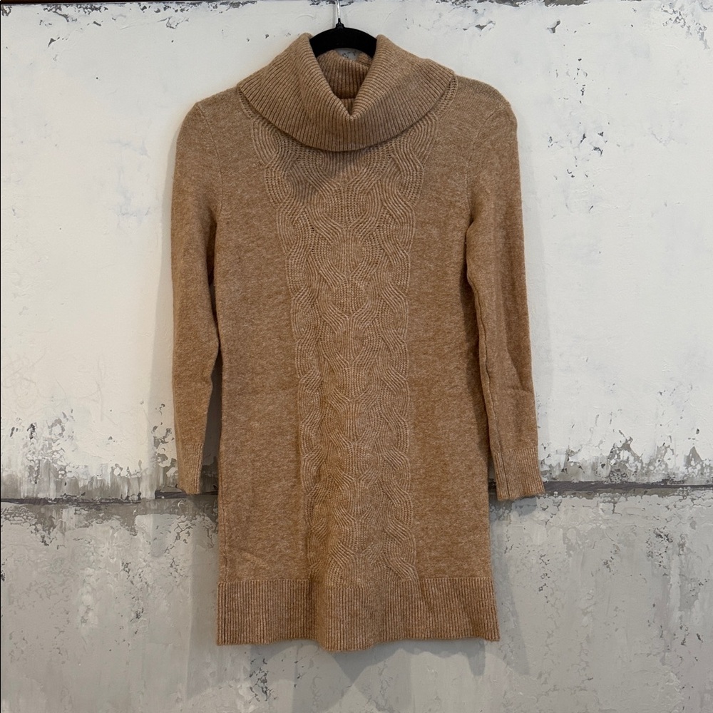 Banana Republic Tan Cowl Neck Sweater Dress